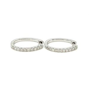 14k White Gold Huggies Earrings with 20 Round Diamonds